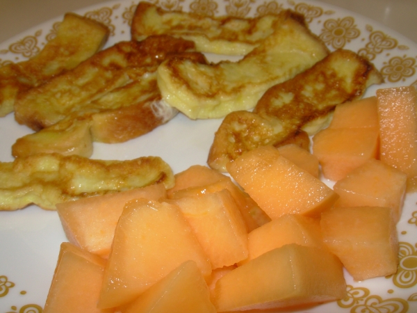 Creation of French Toast and Melon: Step 2